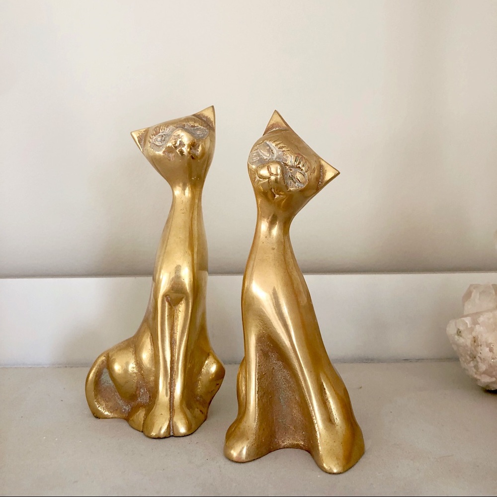Vintage Brass Cat Figures - Picture 1 of 7